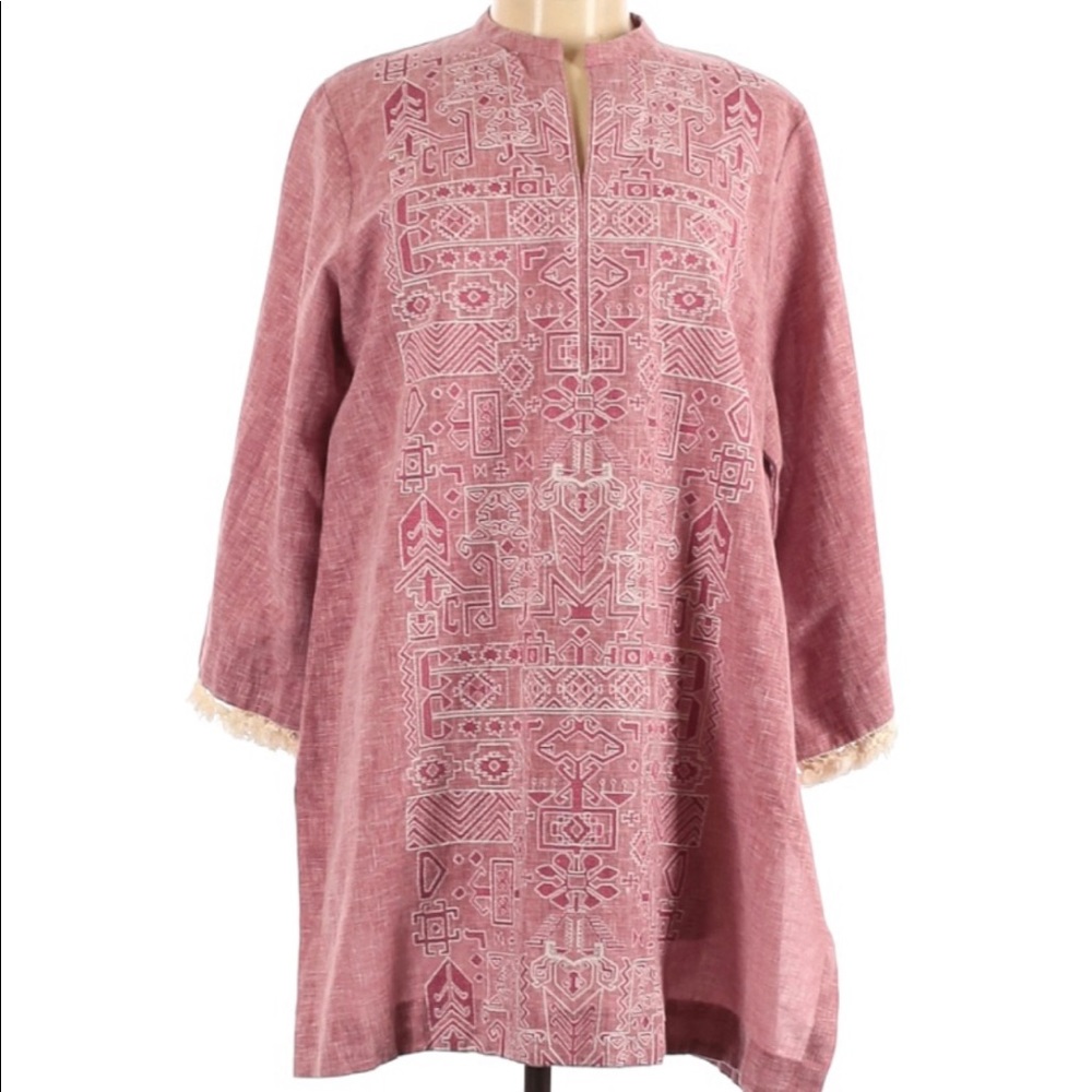 Pret Embroidered Tunic Blouse 3/4 Sleeve M/L